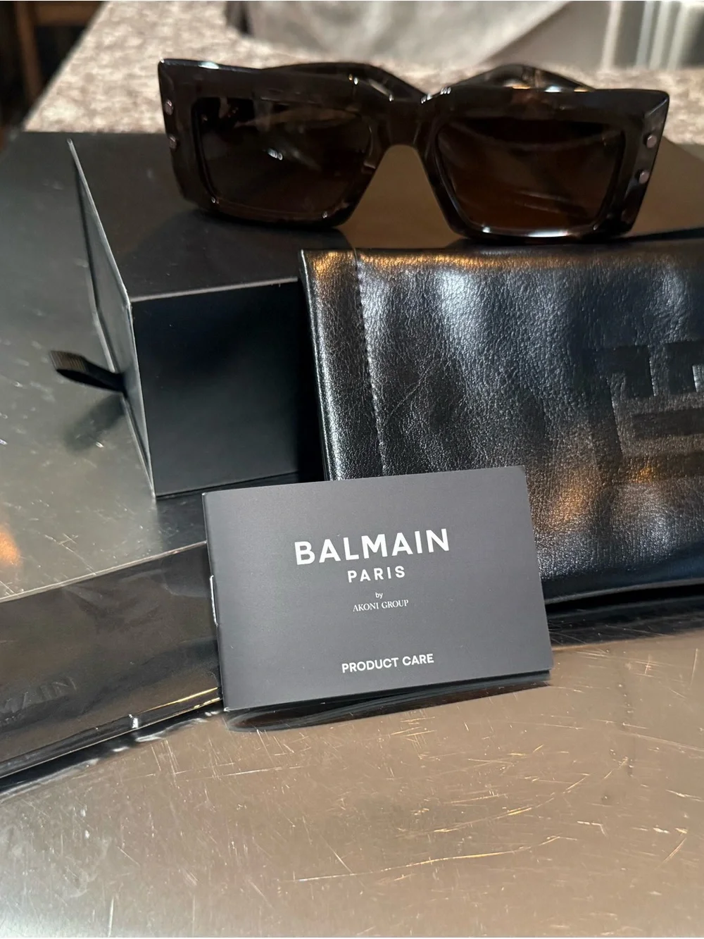 Balmain Brown Tortoiseshell Rectangular Sunglasses with Gradient Lenses